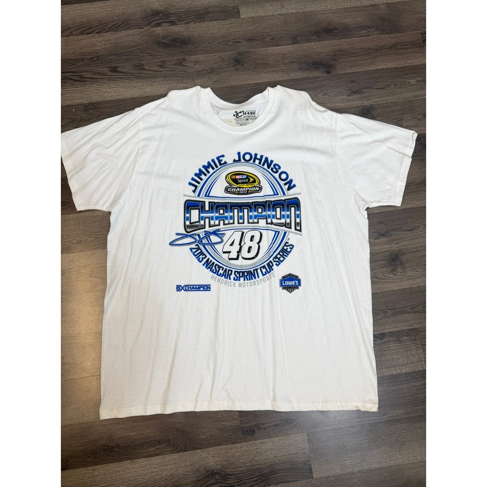 Chase Authentics Jimmie Johnson 2013 NASCAR Champion T-Shirt Mens 3XL White #48